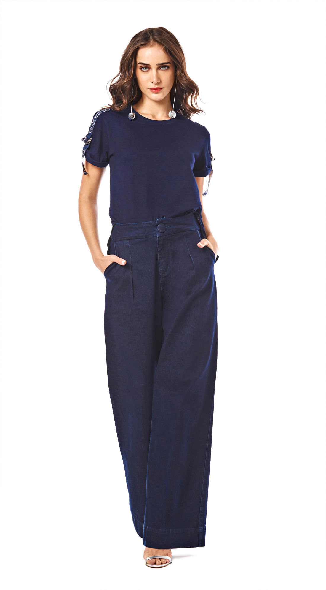 calça pantalona morena rosa