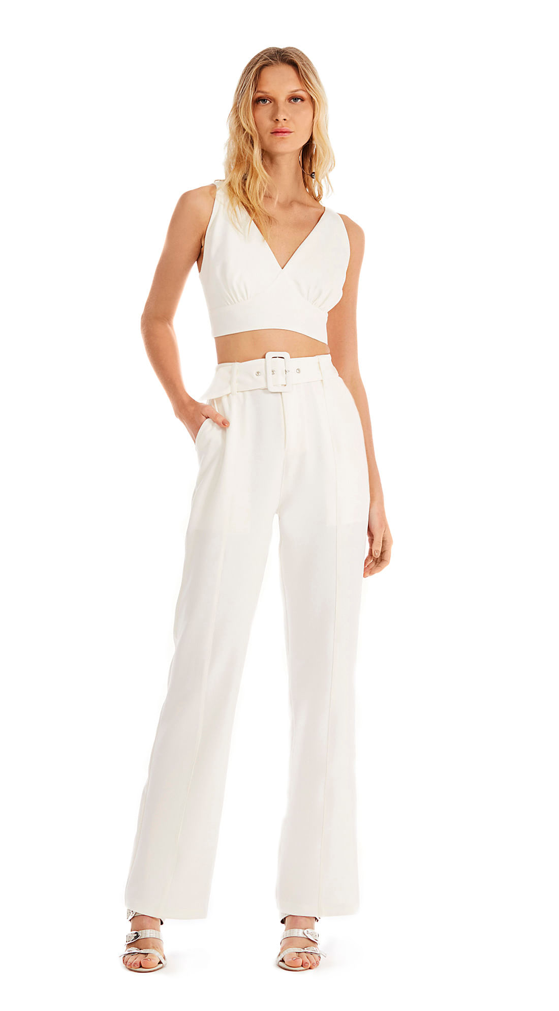 calça alfaiataria cós alto