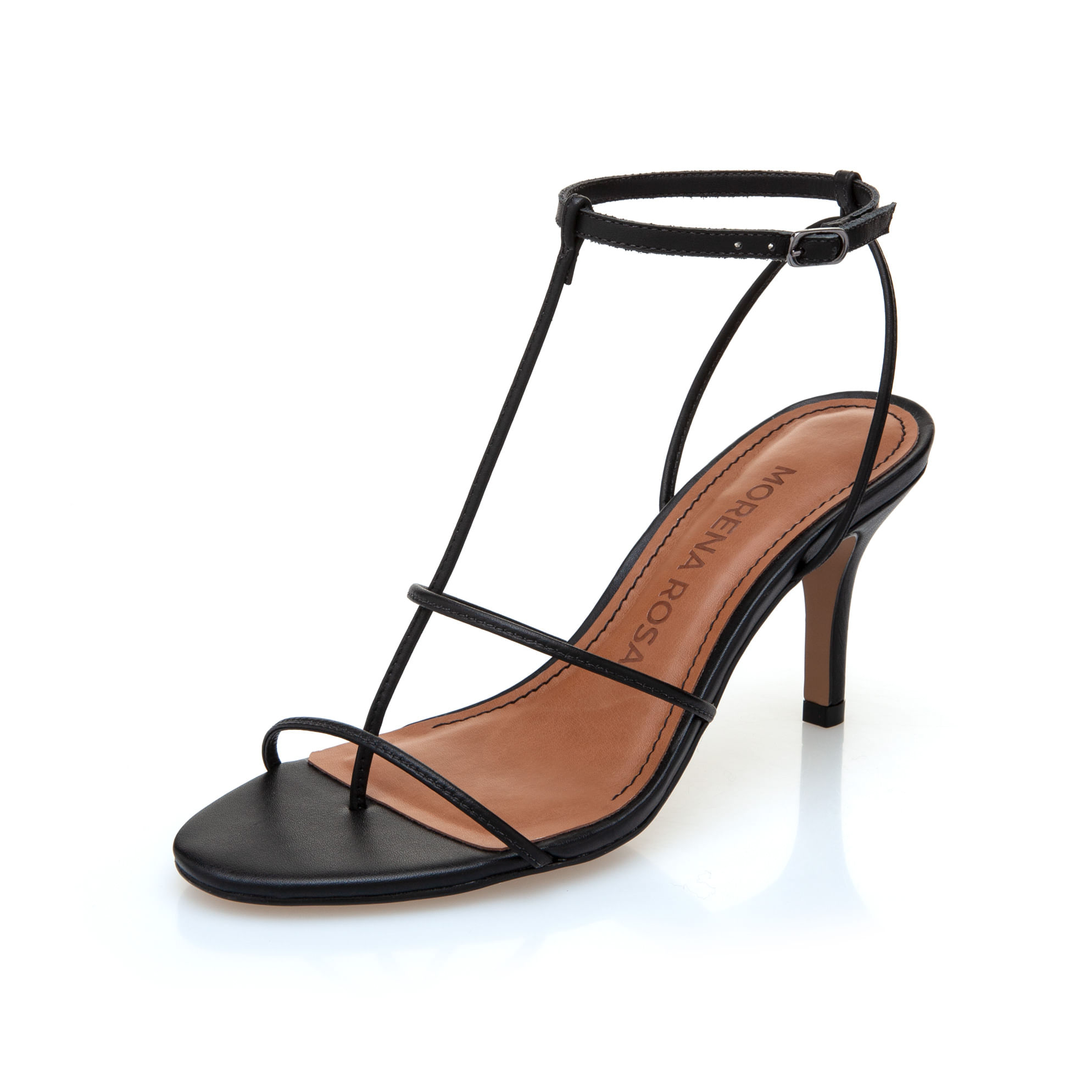 sandalia preta tiras finas